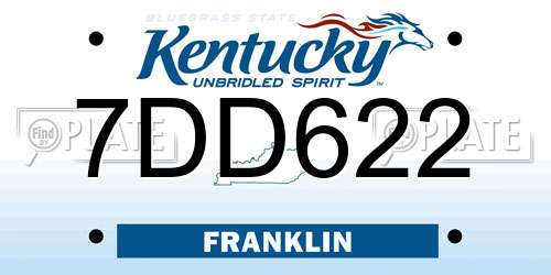 7DD622 Kentucky License Plate