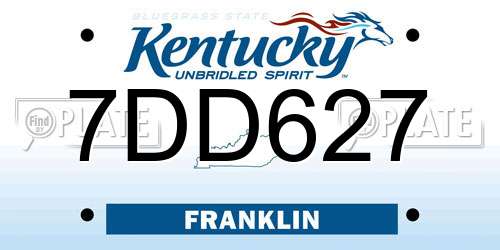 7DD627 Kentucky License Plate