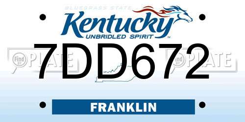 7DD672 Kentucky License Plate