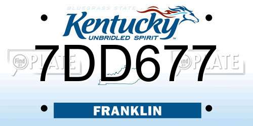 7DD677 Kentucky License Plate