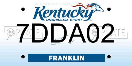 7DDA02 Kentucky License Plate