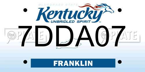 7DDA07 Kentucky License Plate
