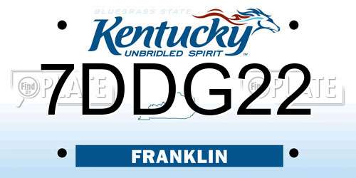 7DDG22 Kentucky License Plate