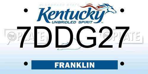 7DDG27 Kentucky License Plate