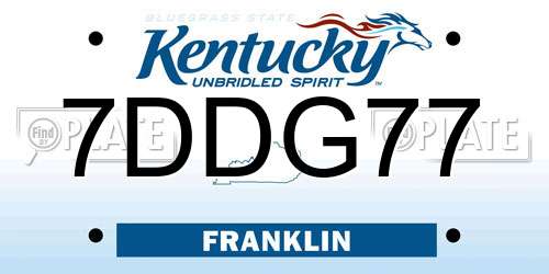 7DDG77 Kentucky License Plate