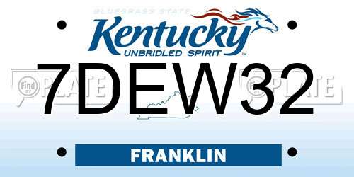 7DEW32 Kentucky License Plate