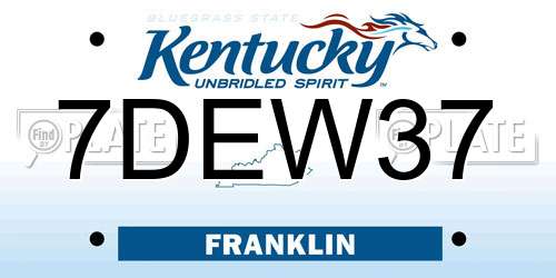 7DEW37 Kentucky License Plate