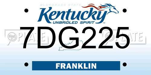 7DG225 Kentucky License Plate