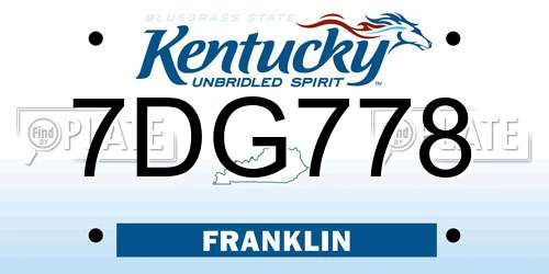 7DG778 Kentucky License Plate