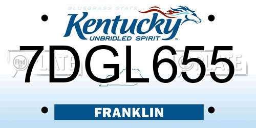 7DGL655 Kentucky License Plate
