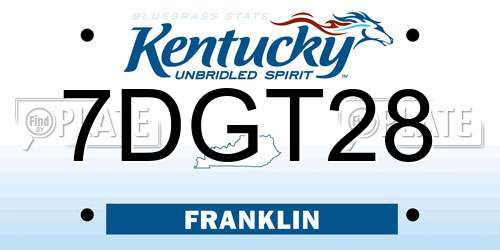 7DGT28 Kentucky License Plate