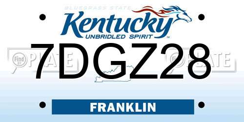 7DGZ28 Kentucky License Plate