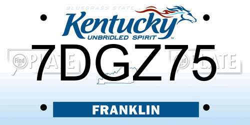 7DGZ75 Kentucky License Plate