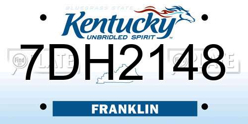 7DH2148 Kentucky License Plate