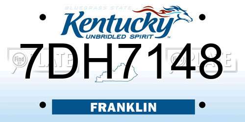 7DH7148 Kentucky License Plate