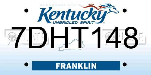 7DHT148 Kentucky License Plate