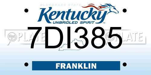 7DI385 Kentucky License Plate