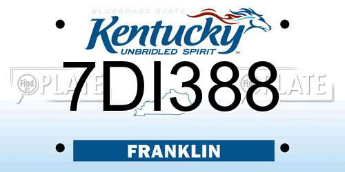 7DI388 Kentucky License Plate