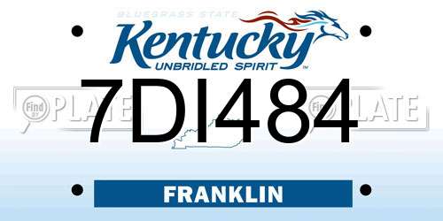 7DI484 Kentucky License Plate
