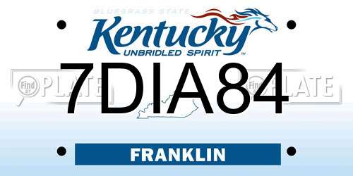 7DIA84 Kentucky License Plate