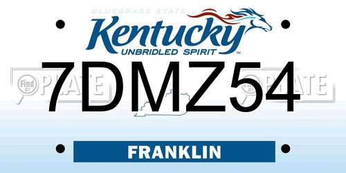 7DMZ54 Kentucky License Plate