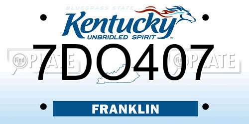 7DO407 Kentucky License Plate