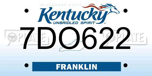 7DO622 Kentucky License Plate