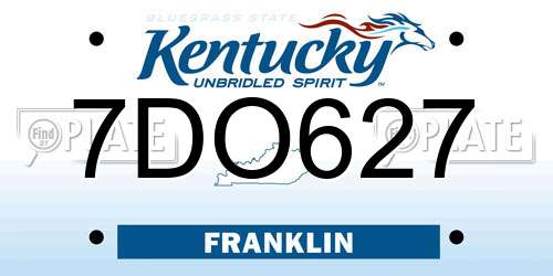7DO627 Kentucky License Plate