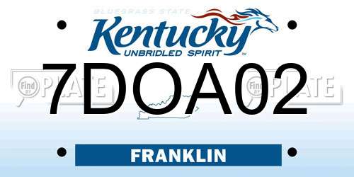 7DOA02 Kentucky License Plate