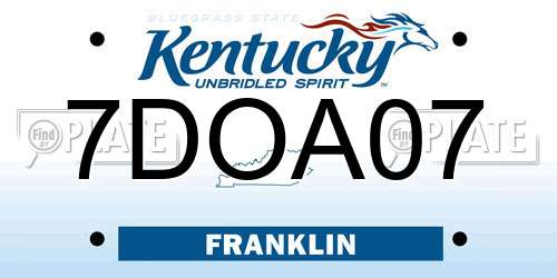 7DOA07 Kentucky License Plate