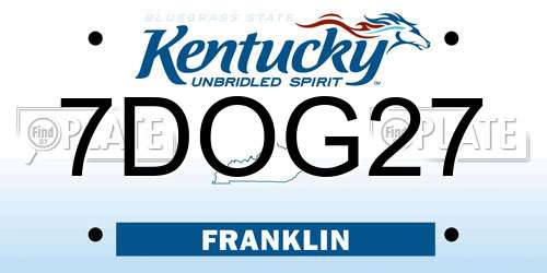 7DOG27 Kentucky License Plate