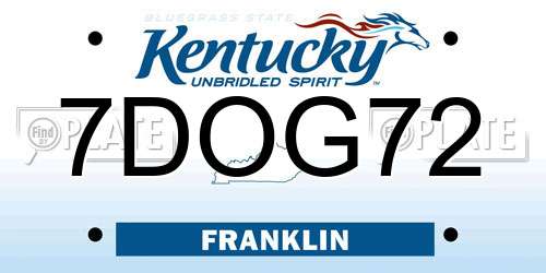 7DOG72 Kentucky License Plate