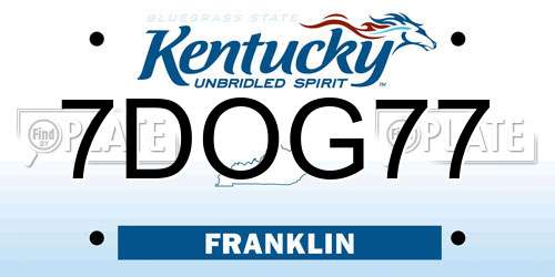 7DOG77 Kentucky License Plate