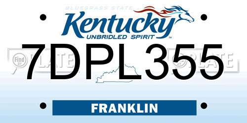 7DPL355 Kentucky License Plate