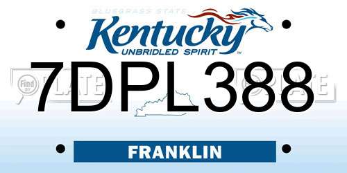 7DPL388 Kentucky License Plate