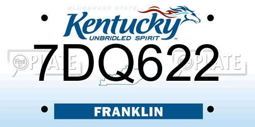 7DQ622 Kentucky License Plate