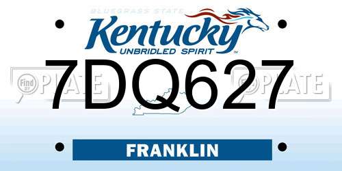 7DQ627 Kentucky License Plate