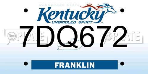 7DQ672 Kentucky License Plate