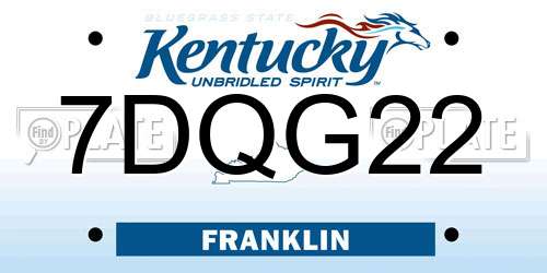 7DQG22 Kentucky License Plate
