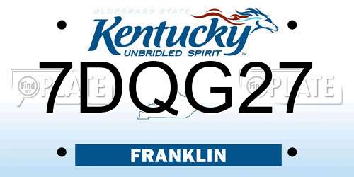 7DQG27 Kentucky License Plate
