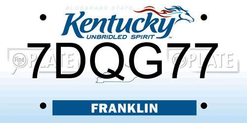 7DQG77 Kentucky License Plate