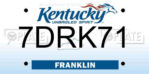 7DRK71 Kentucky License Plate