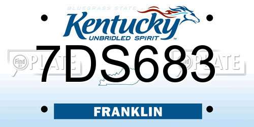 7DS683 Kentucky License Plate