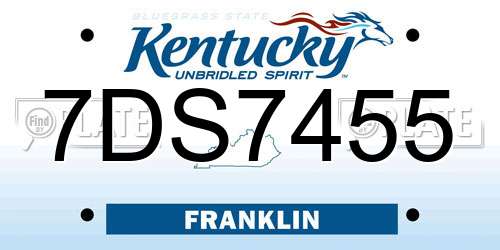7DS7455 Kentucky License Plate