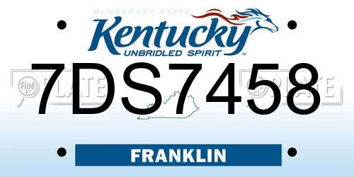 7DS7458 Kentucky License Plate