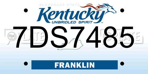 7DS7485 Kentucky License Plate