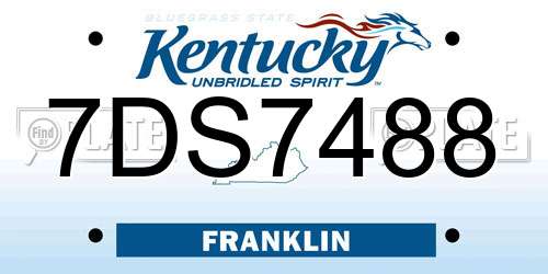 7DS7488 Kentucky License Plate