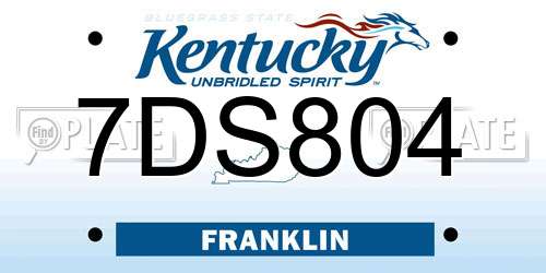 7DS804 Kentucky License Plate