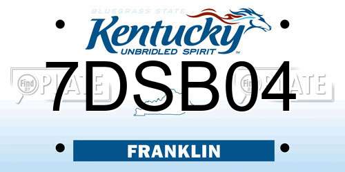 7DSB04 Kentucky License Plate