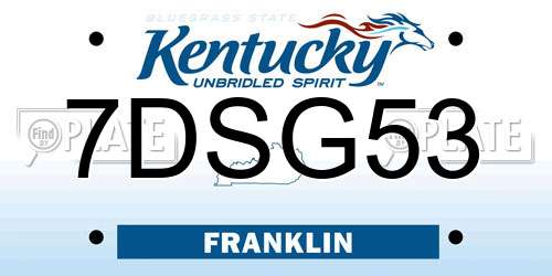 7DSG53 Kentucky License Plate